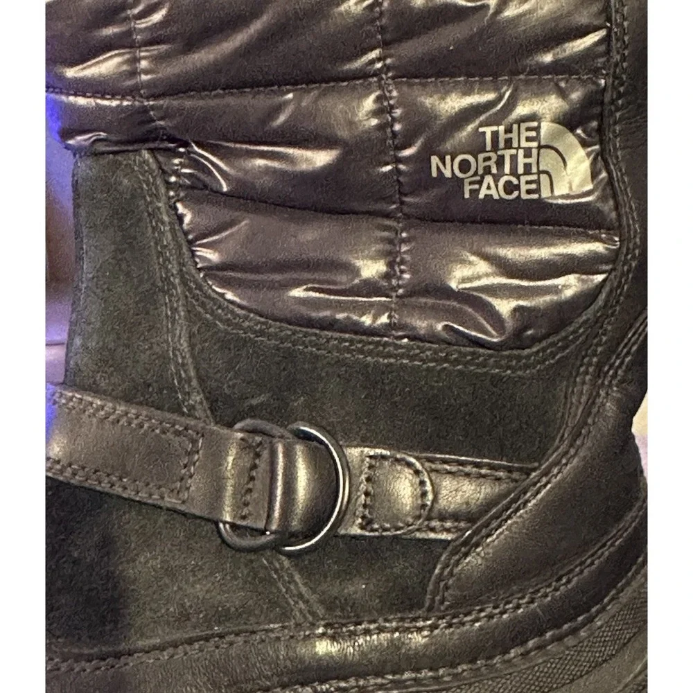 North Face Shellista Boots Womens Sz 7.5 Black Primaloft Pull On Faux Fur Trim